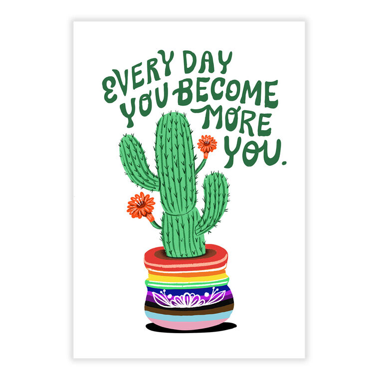Cactus Colored Pot Personalized Encouragement Card front image number 2