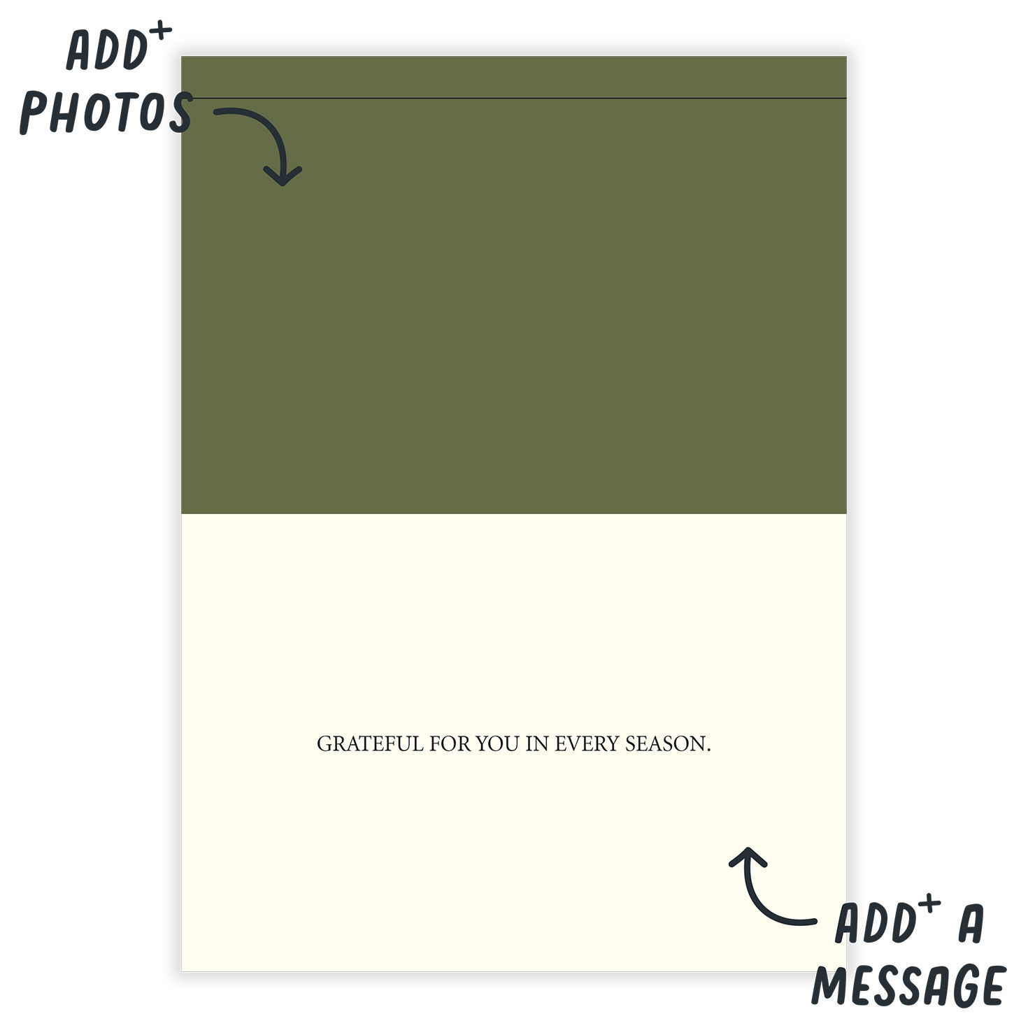 Green Frame With Trees Personalized Holiday Card Open Card indicating personalization image number 3