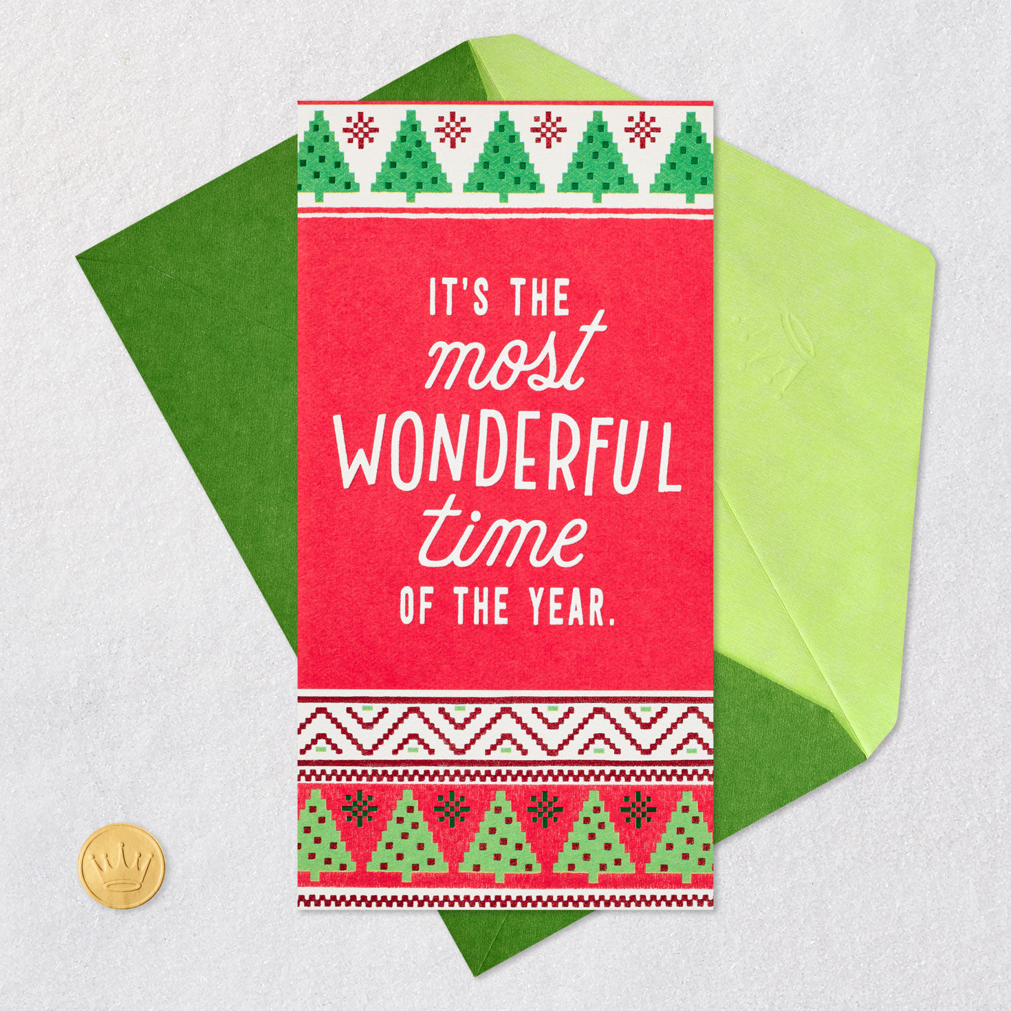 Red and Green Tree Sweater Gift Card Holder Card with envelope and Seal image number 7