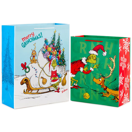 Dr. Seuss's How the Grinch Stole Christmas 2-Pack Assorted Christmas Gift Bags, 