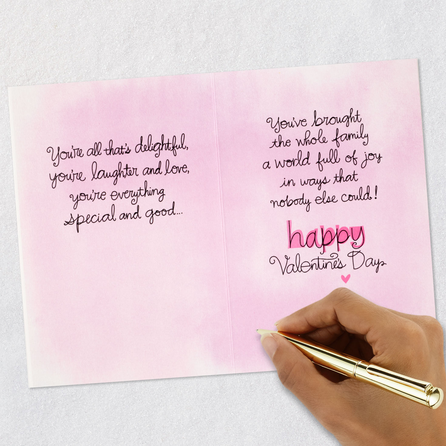 Pink Lettering and Black Bow Granddaughter Valentine Card signing card image number 7
