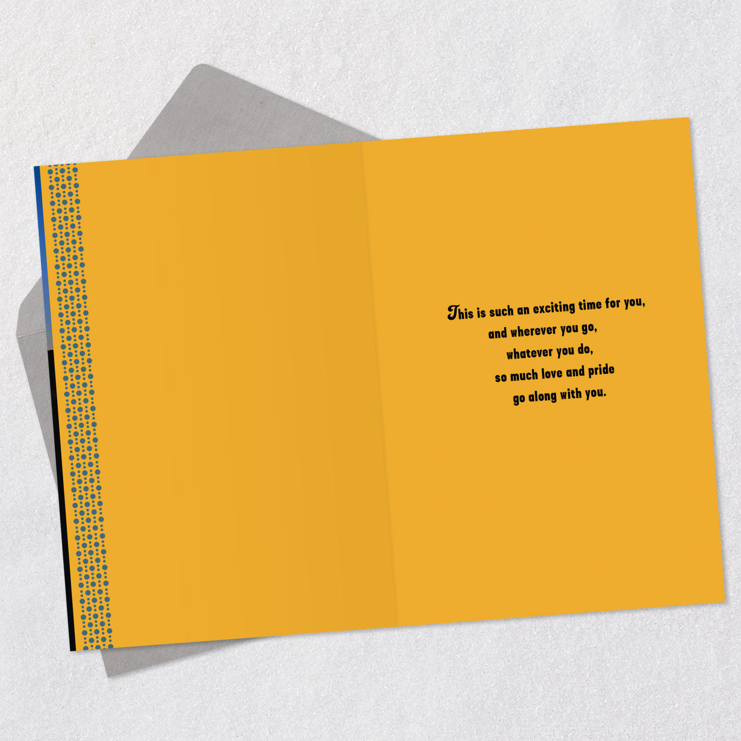 Graduate in Sunset Silhouette Gold Graduation Card Open card with envelope image number 3