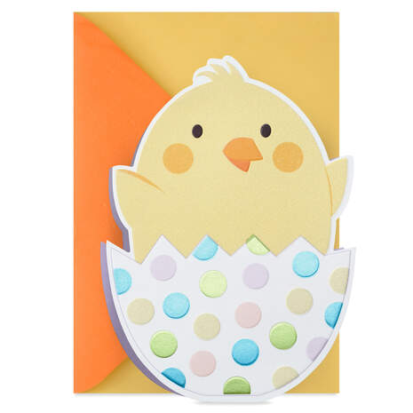 Baby Chick in Polka-Dot Egg Baby's First Easter Card, , large