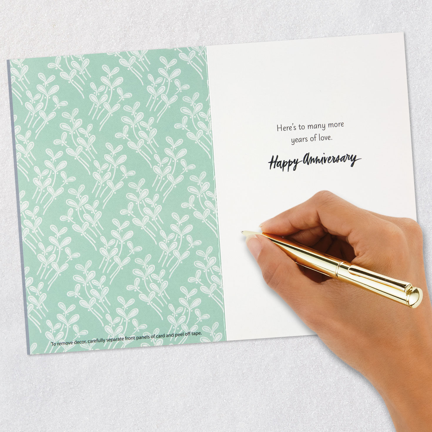 Hanging Wood Sign with Flowers Anniversary Card Signing card image number 7