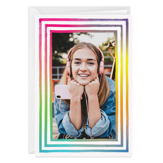 Personalized Rainbow Frame Photo Card, , large image number 1