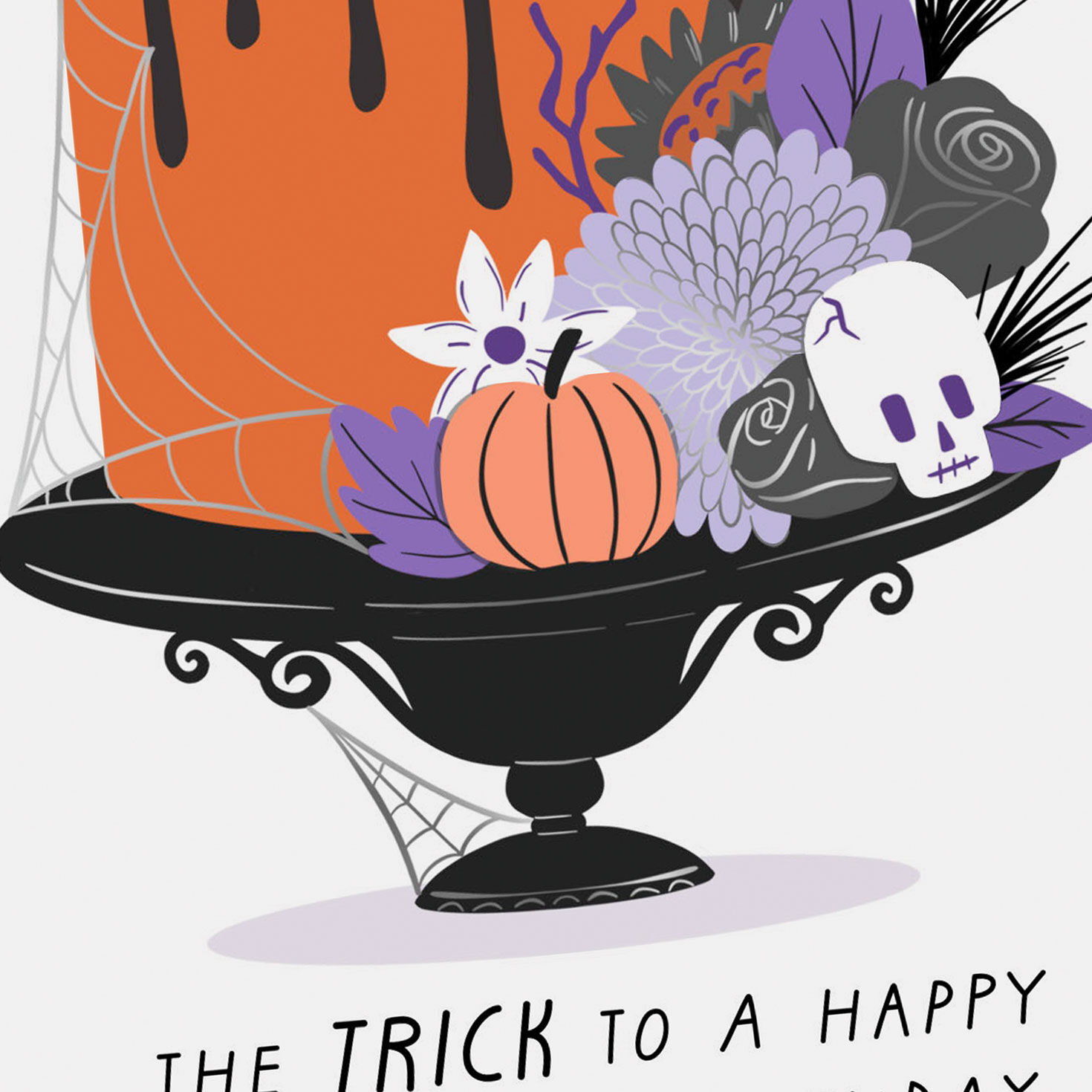Orange and Black Cake Halloween Birthday Card Card Front Detail image number 4