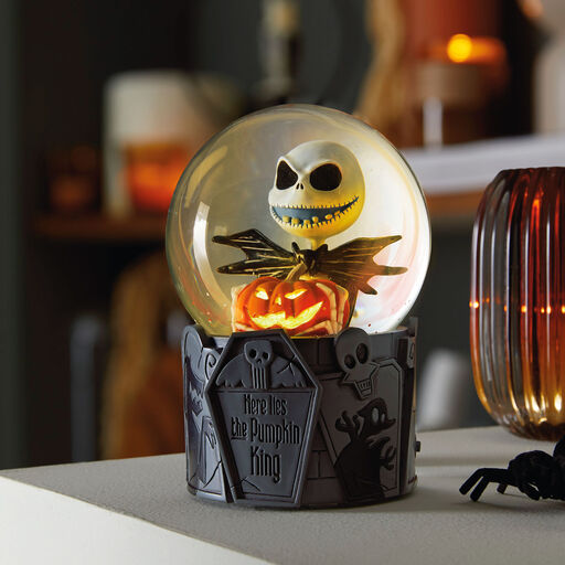 Disney Tim Burton's The Nightmare Before Christmas Pumpkin King Snow Globe With Light and Sound, 