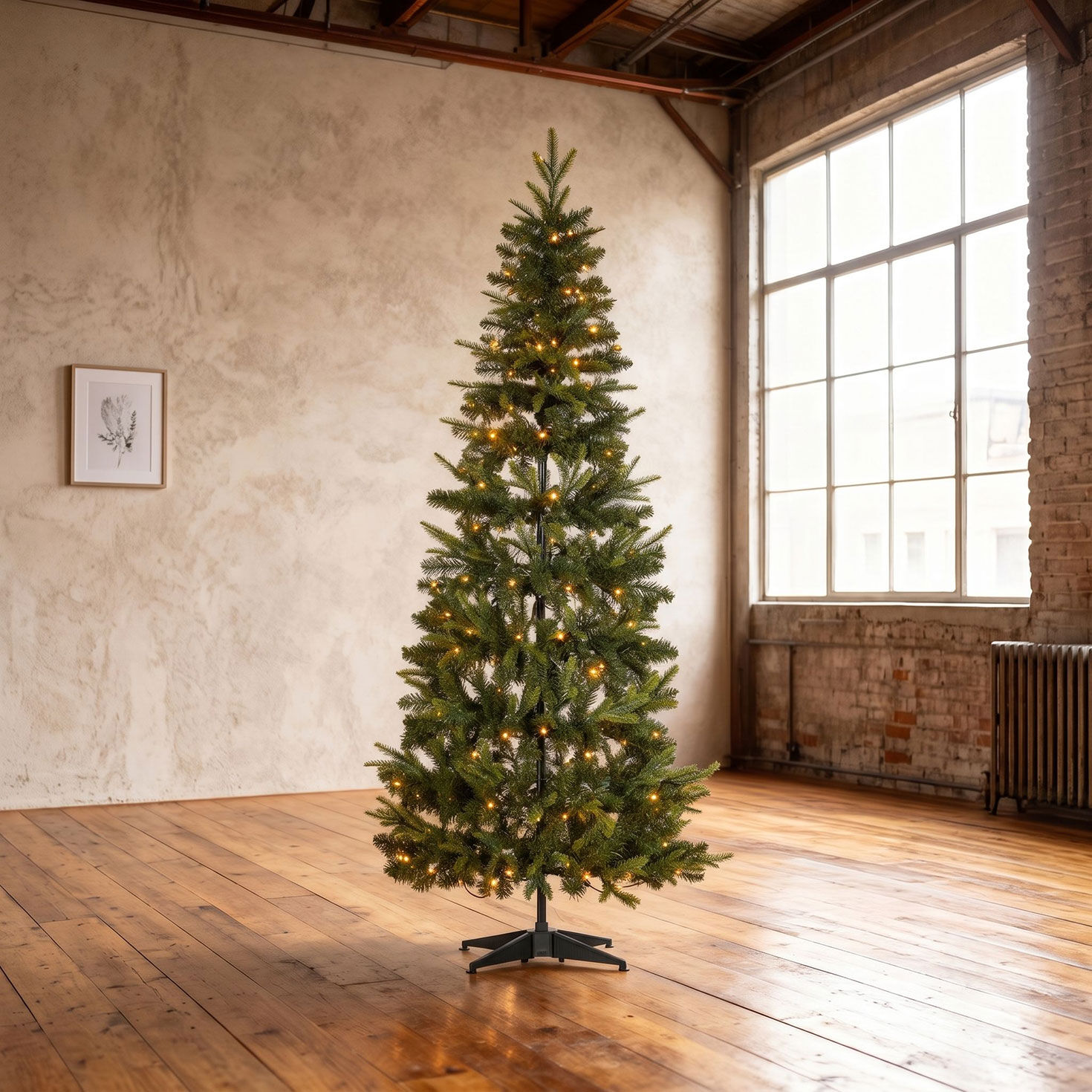 6 ft Pop-Up Pre-Lit Natural Cut Northeastern Fir Christmas Tree with 200 Warm White LED Lights in use image number 2
