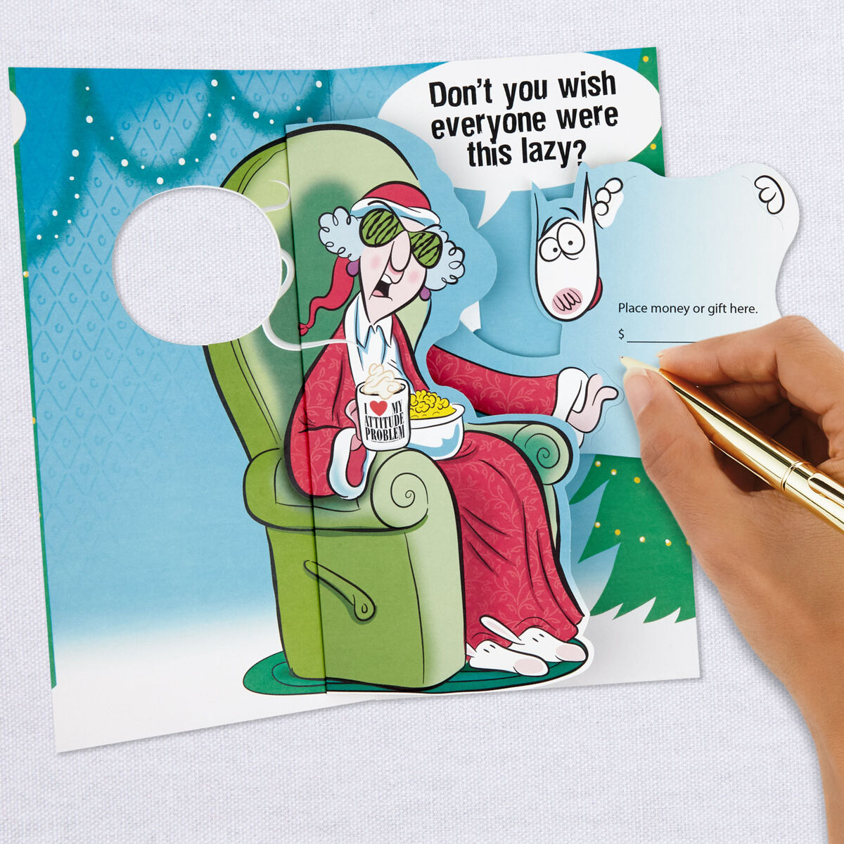Maxine™ Too Lazy Funny PopUp Money Holder Christmas Card Greeting