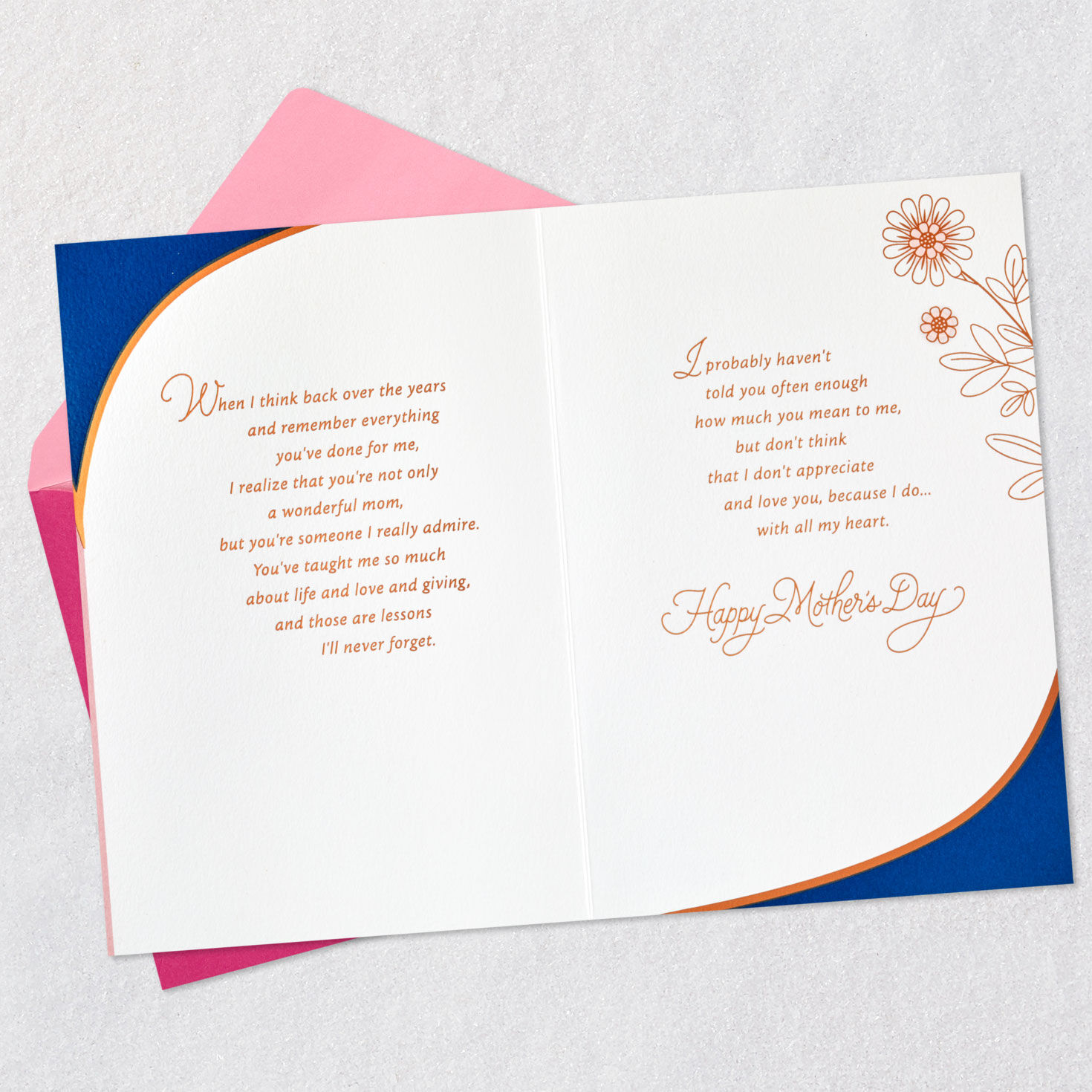 Butterfly and Flowers Mother's Day Card From Daughter open card with envelope image number 4