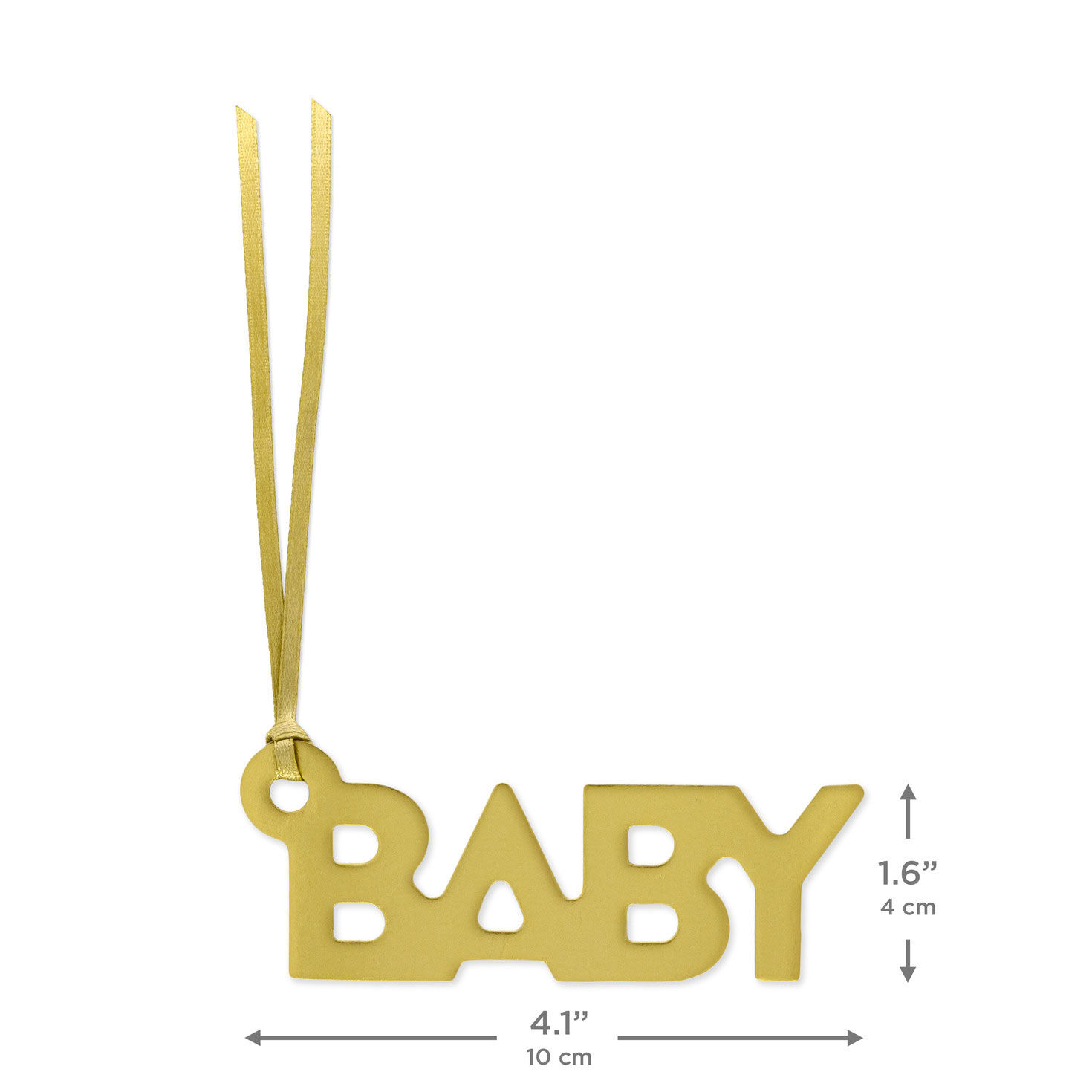 Baby Die-Cut Gold Gift Trim With Ribbon Hanger measurement image number 3