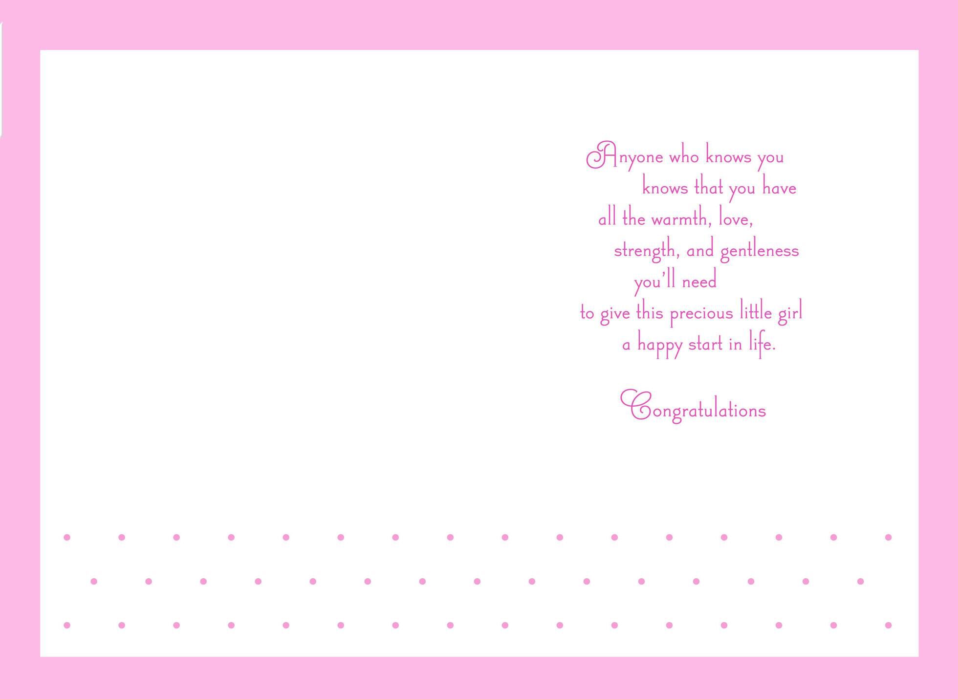 Happy Start in Life New Baby Girl Card