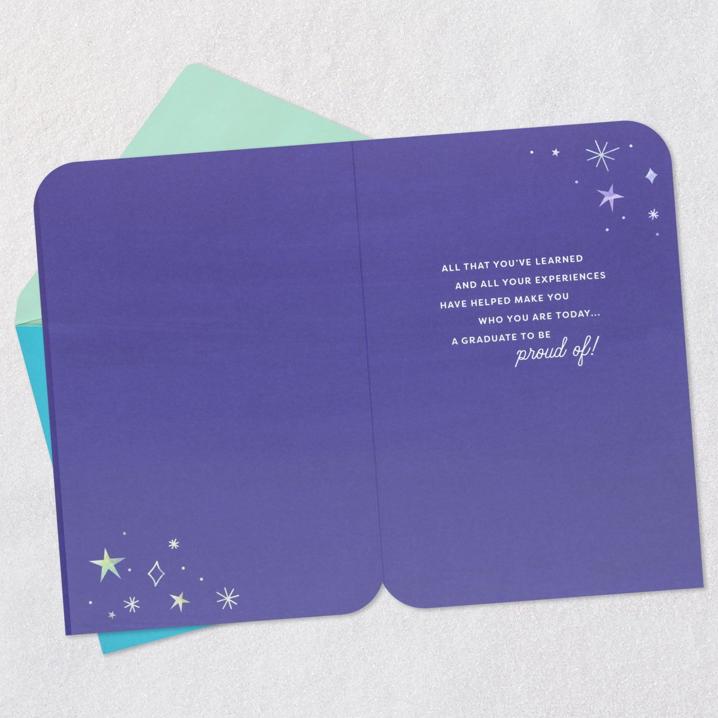 Mortarboard Caps and Stars Graduation Card Open card with envelope image number 3