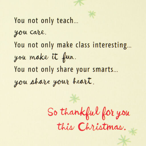 So Thankful for You Christmas Card for Teacher, 
