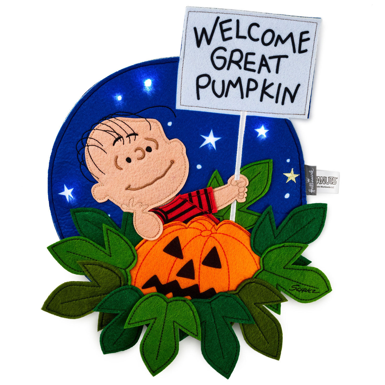 Peanuts Great Pumpkin Wall Hanging With Light front glowing image number 2