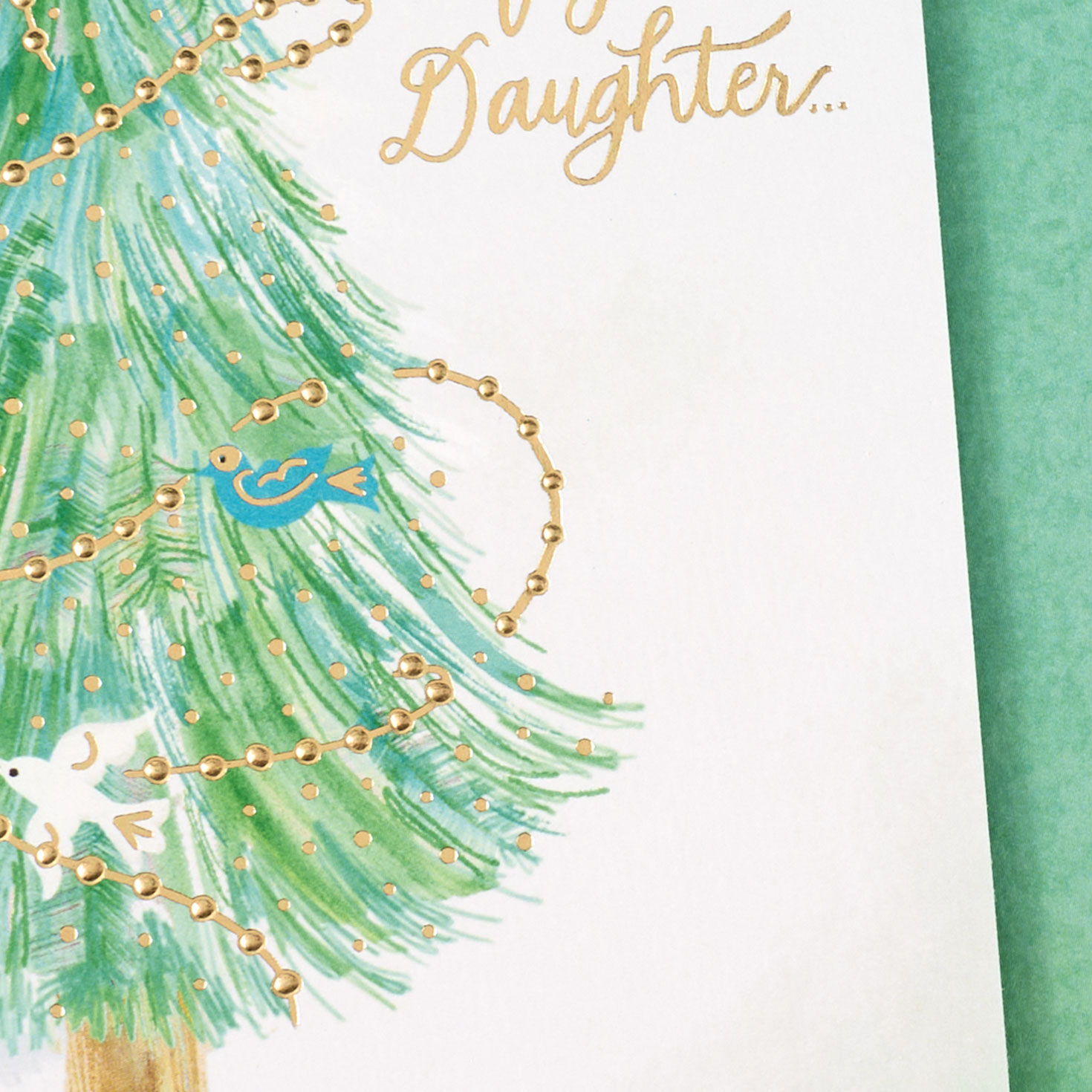 Birds Decorating Tree Daughter Christmas Card Card Front Detail image number 6