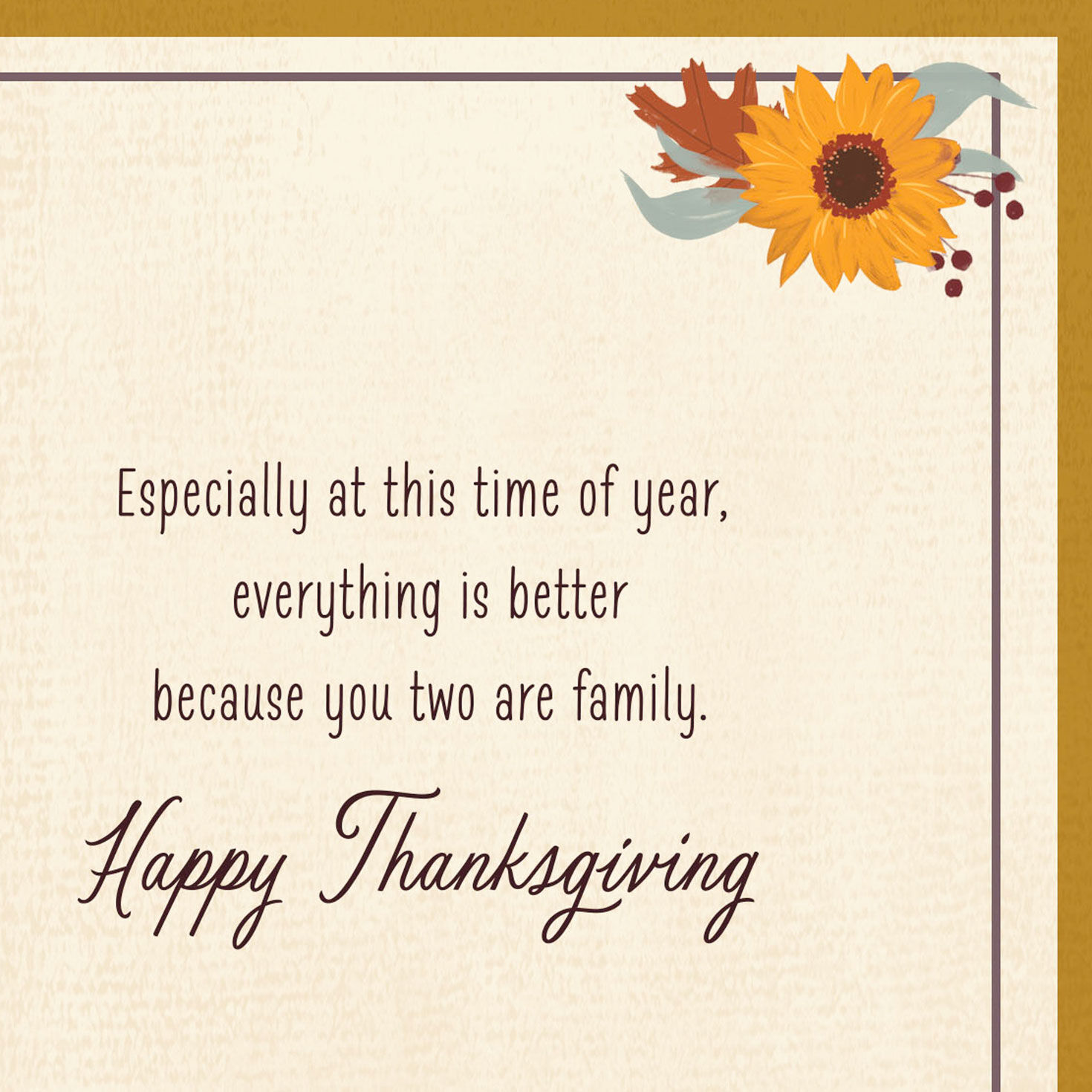 Fall Flowers Thanksgiving Card for Granddaughter and Her Husband