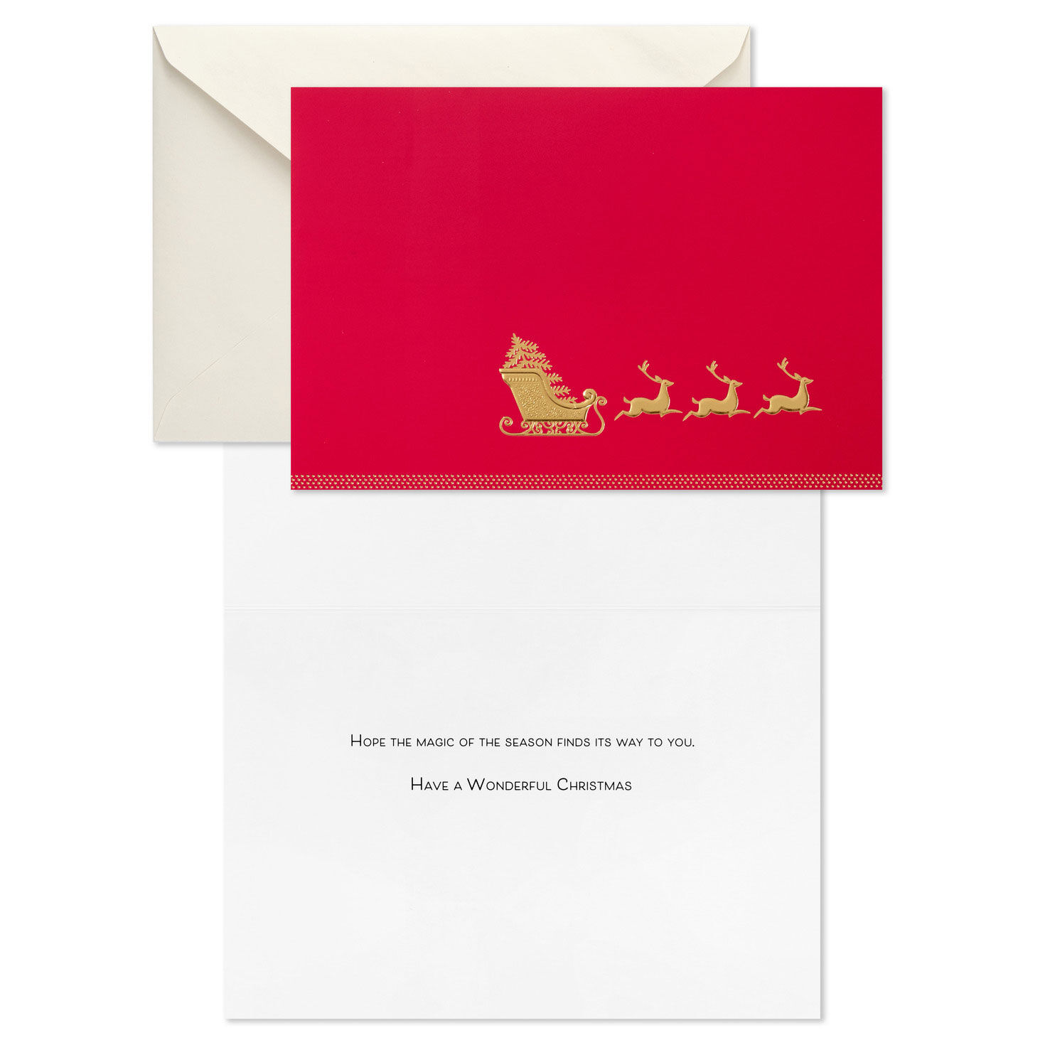 Elegant Sleigh on Red Boxed Christmas Cards, Pack of 16, , large image number 3