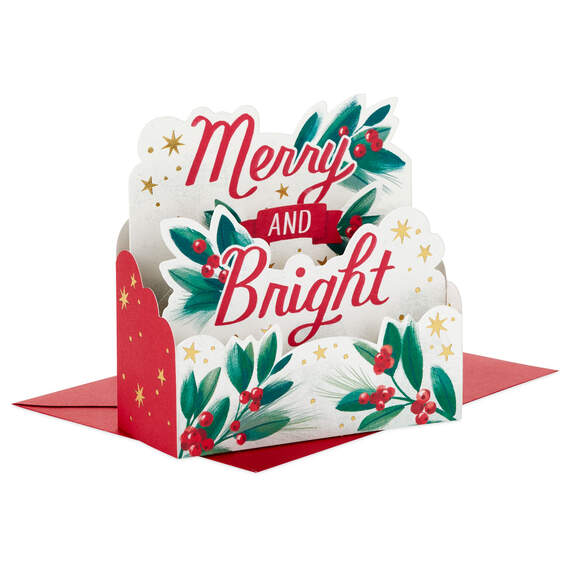 Merry and Bright 3D Pop-Up Christmas Card, , large image number 1