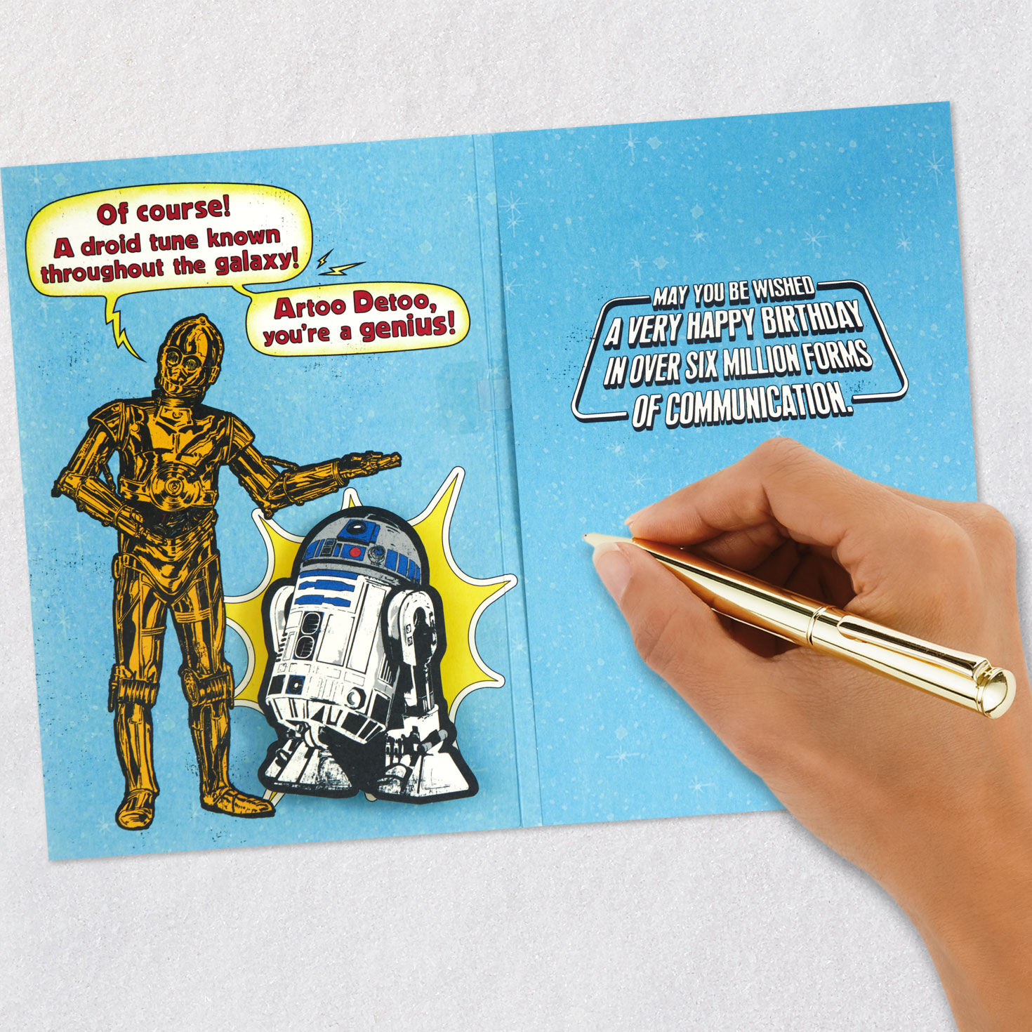 Star Wars Droids Funny Musical Birthday Card signing card image number 7