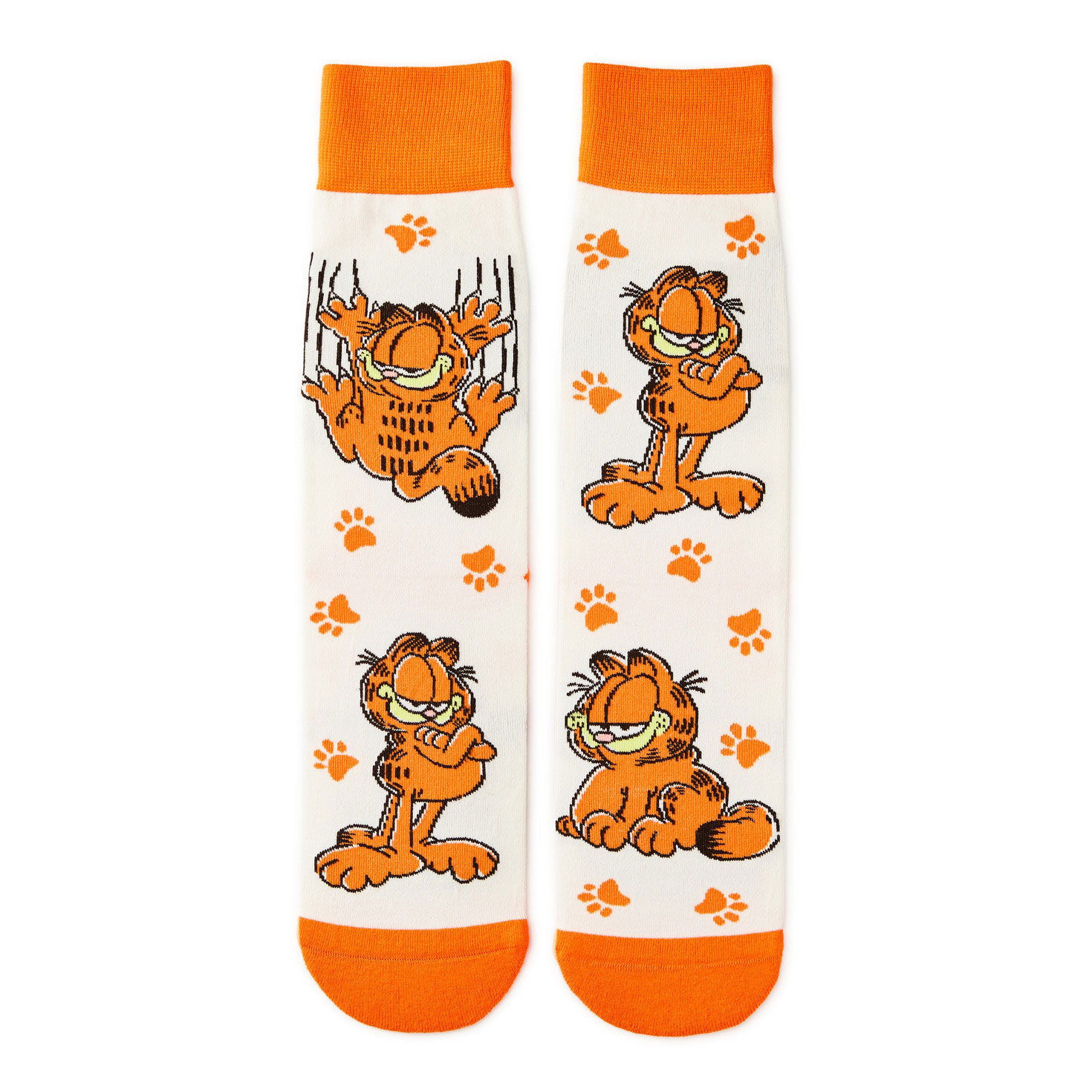 Garfield Poses and Paw Prints Novelty Crew Socks
