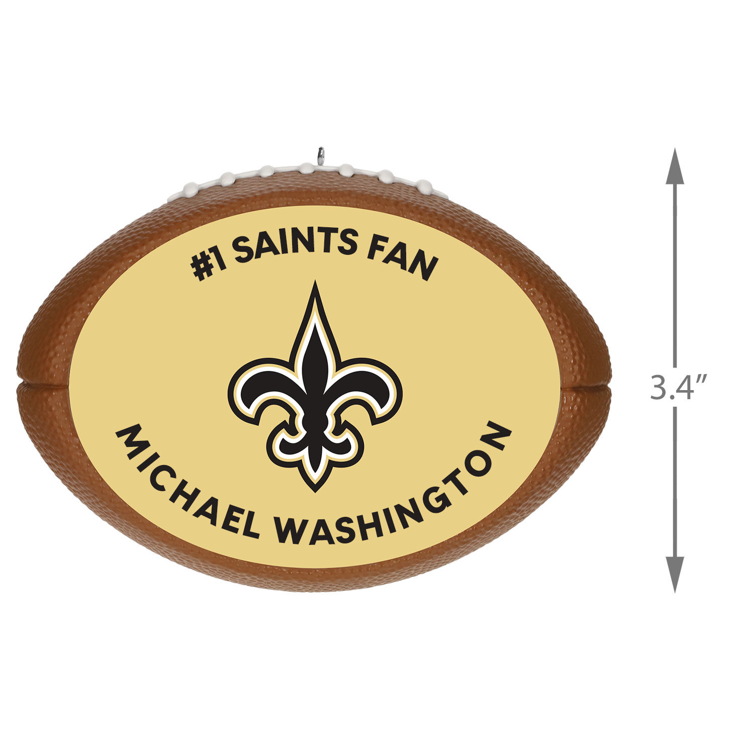 NFL Football New Orleans Saints Text Personalized Ornament measurement image number 5