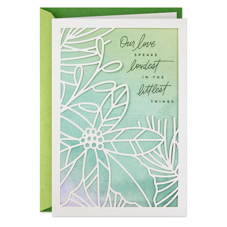 Watercolor Flowers Romantic Christmas Card for Her Card Front image number 1