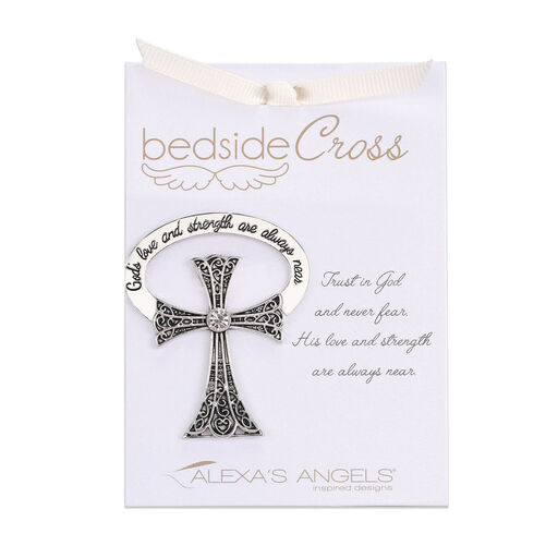 Bedside Cross With Crystal Figurine, 2.5", 