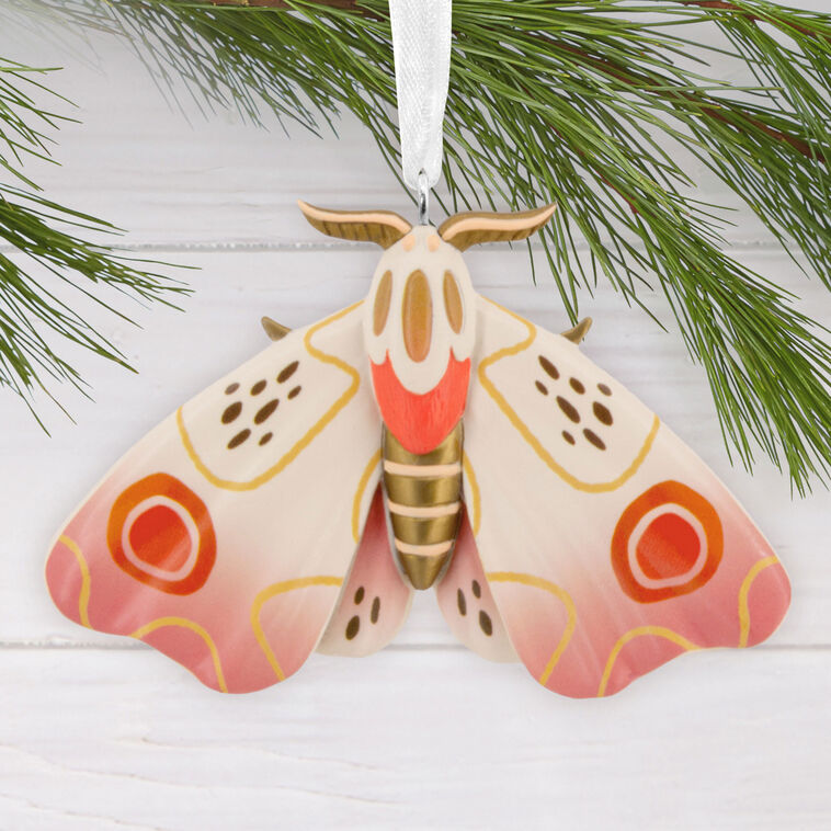 Colorful Moth Christmas Ornament Hanging on tree image number 2