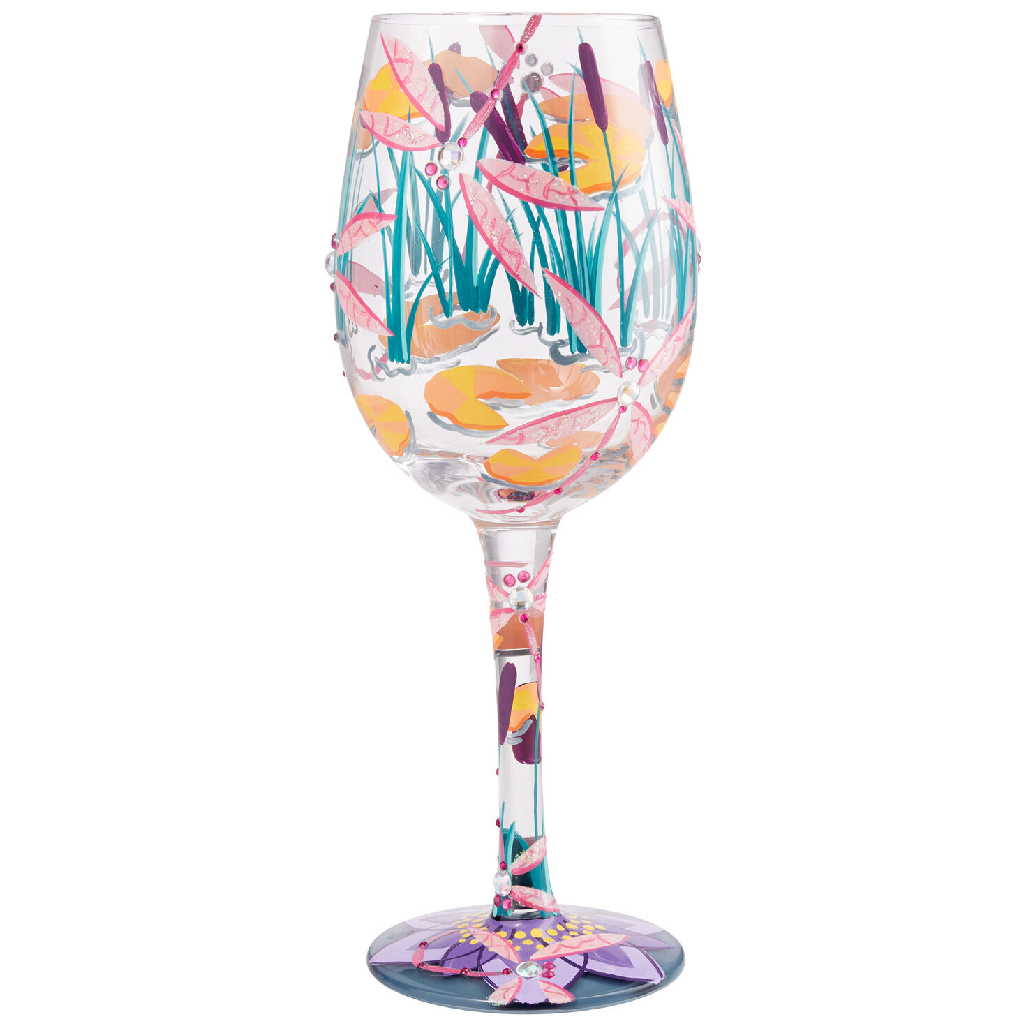 Lolita Dragonfly Hand Painted All Purpose Wine Glass 15oz in Branded Gift Box 