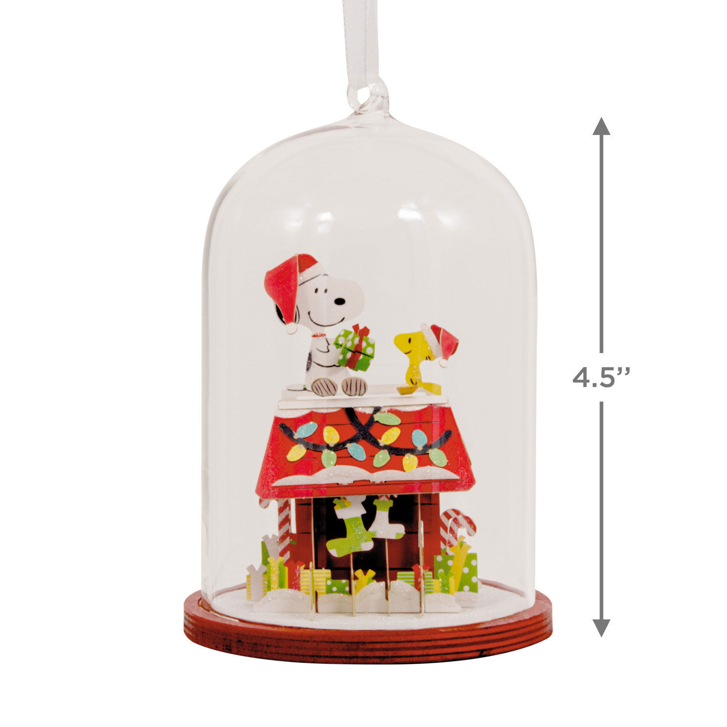 Snoopy's Doghouse Cloche Christmas Ornament measurement image number 3