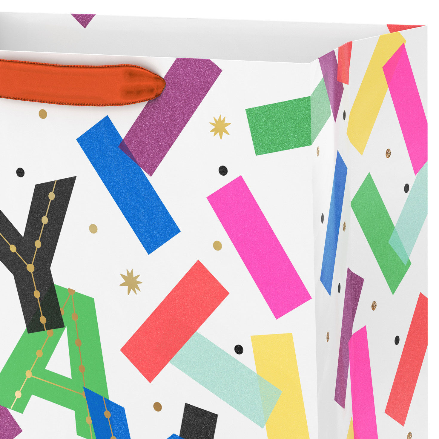 Yay Lettering With Confetti Large Gift Bag Handle Detail image number 4