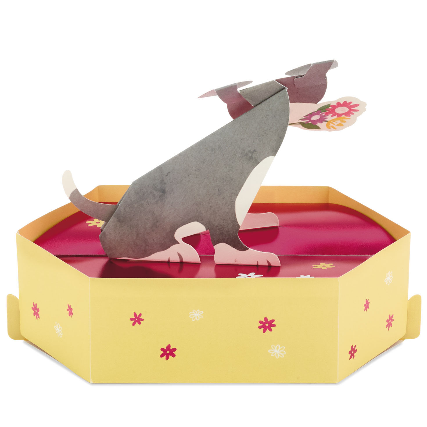Dog With Flowers 3D Pop-Up Mother's Day Card card back image number 2