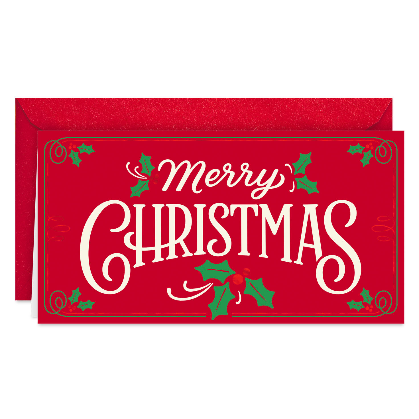 Merry Christmas Holly Money Holder Christmas Card
