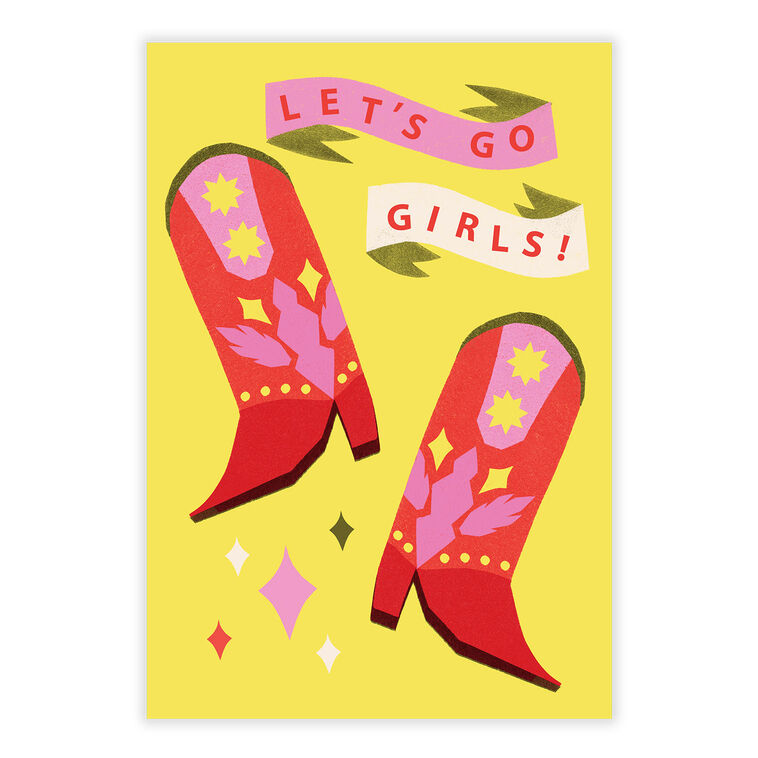 Pink Cowgirl Boots Personalized Card front image number 2