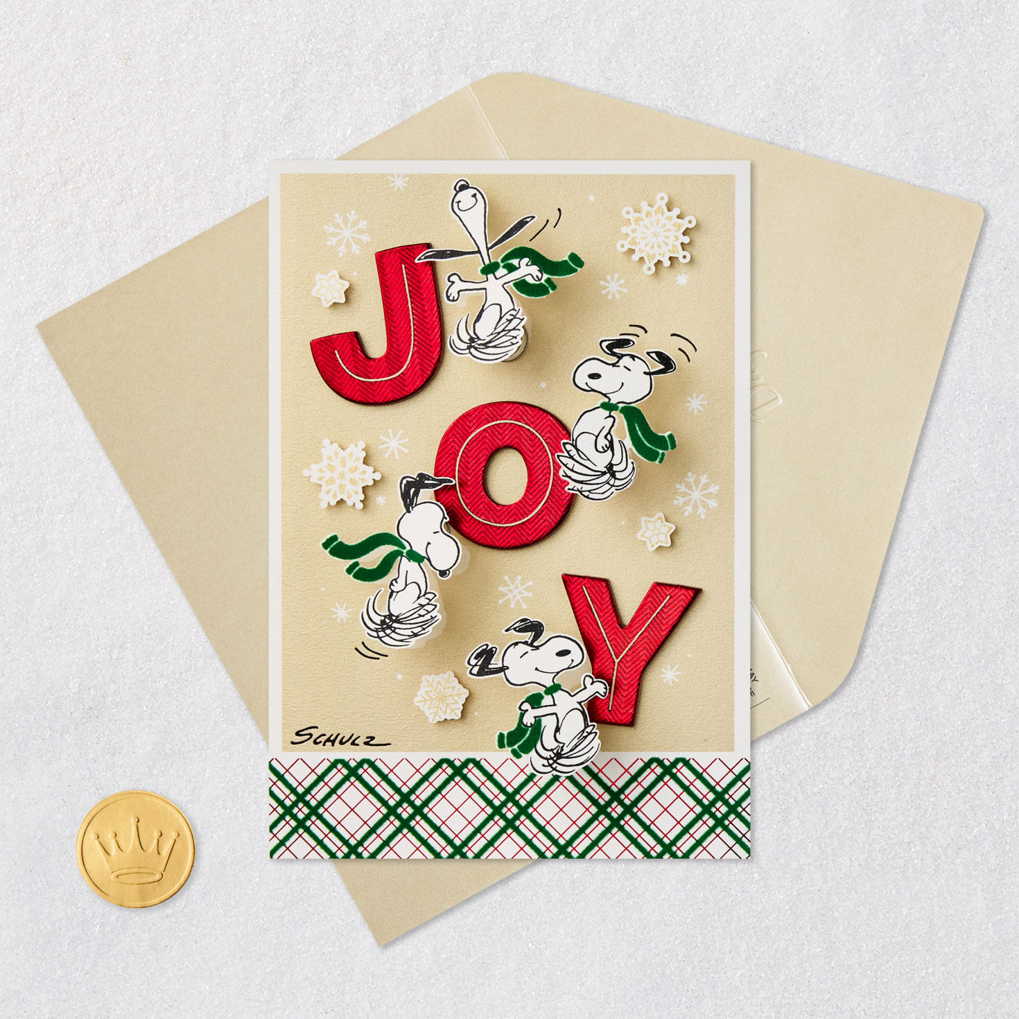 Peanuts Snoopy in Scarf Religious Christmas Card Card Front with Envelope and Gold Seal image number 6