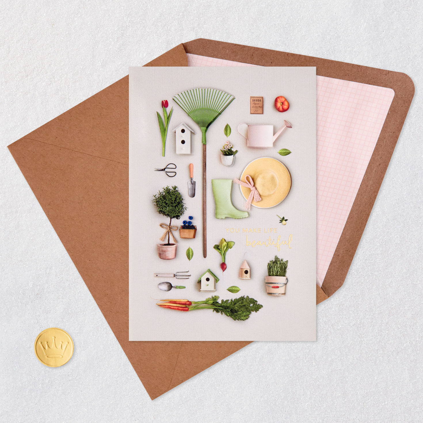 Gardening Hobby Birthday Card Card Front with Envelope and Gold Seal image number 5