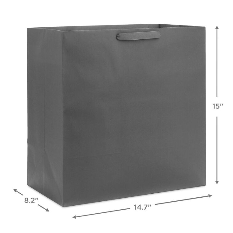 15" Gray Extra-Deep Gift Bag, Gray, large image number 3