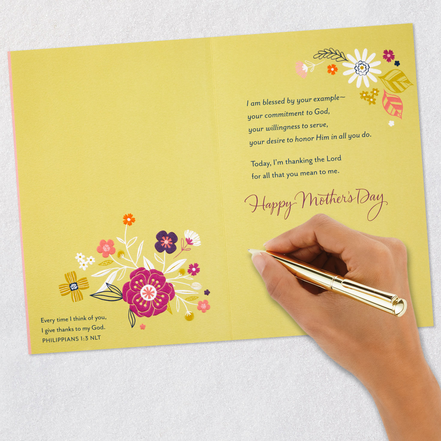 Modern Flower Sketches Religious Mother's Day Card Card Back with Envelope image number 7