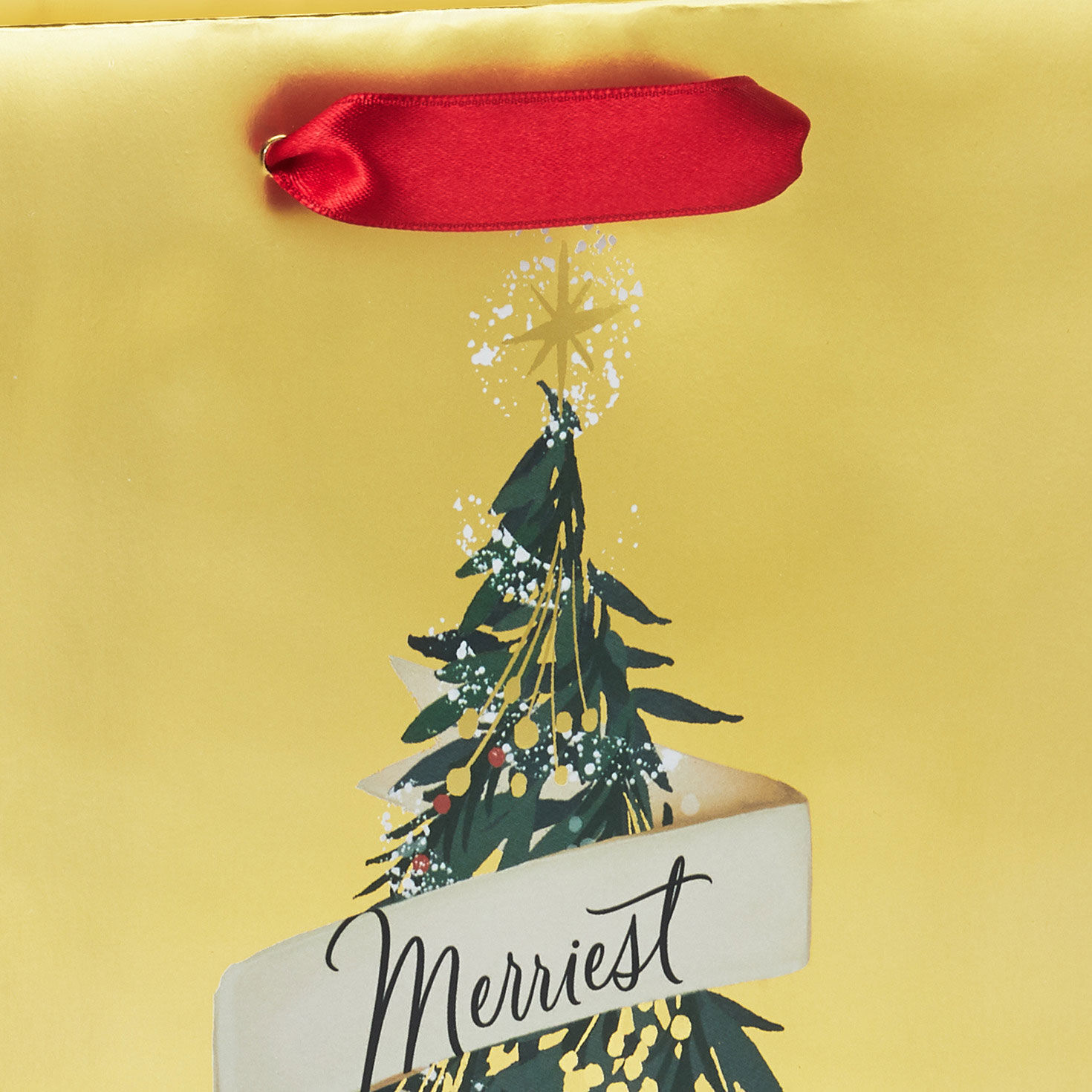 Evergreen Metallic Medium Christmas Gift Bag Handle Detail image number 4