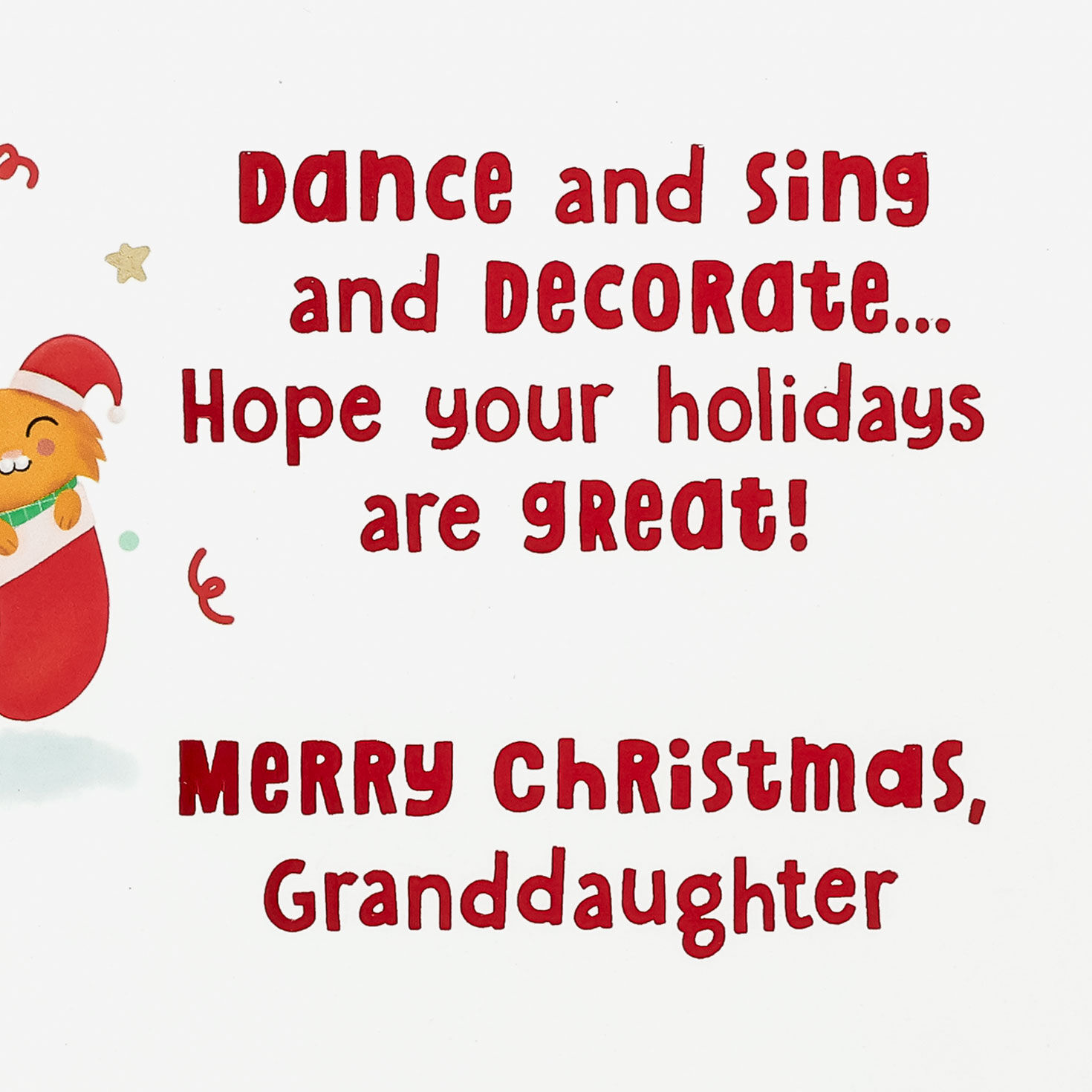 Cute Cats and Dogs Christmas Card for Granddaughter Sentiment image number 3
