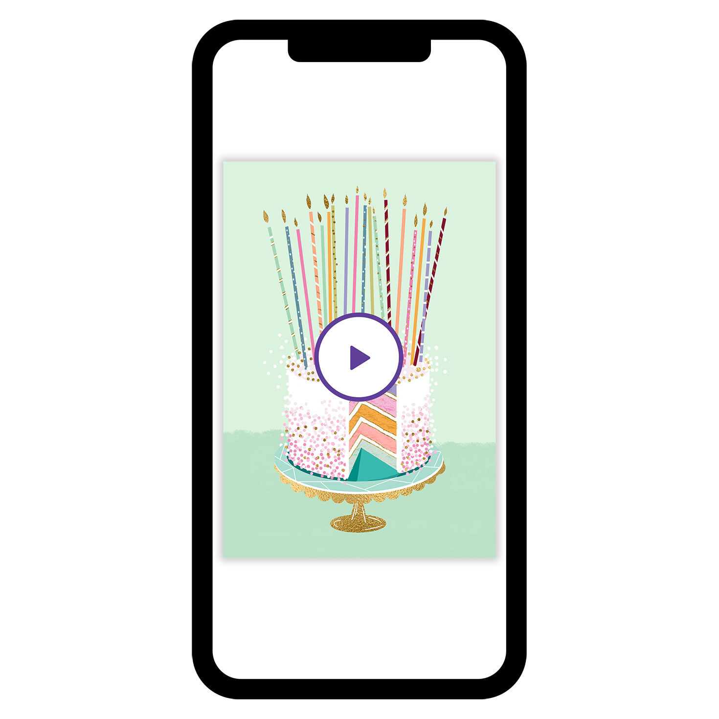 Fancy Candles and Cake Personalized Birthday Card phone with card front image number 1