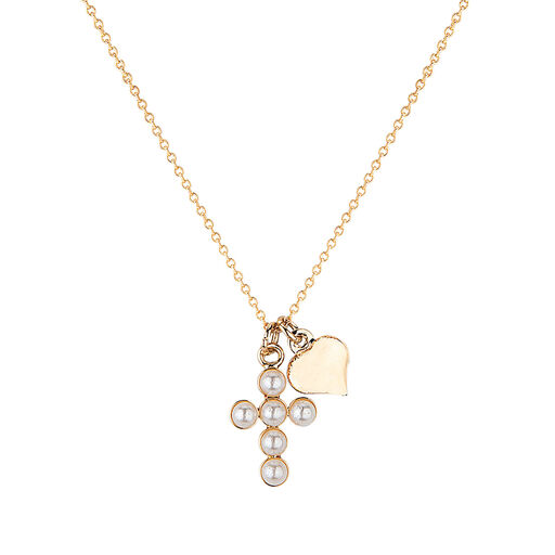 Roman Bubble Gold Cross Necklace for Kids, 