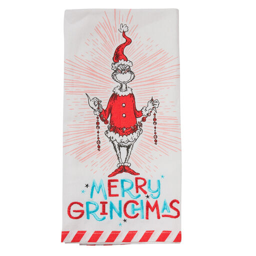 Dept. 56 Merry Grinchmas Grinch Tea Towel, 