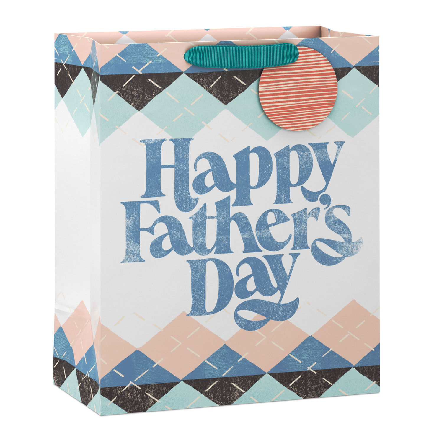13" Happy Father's Day Argyle Large Gift Bag