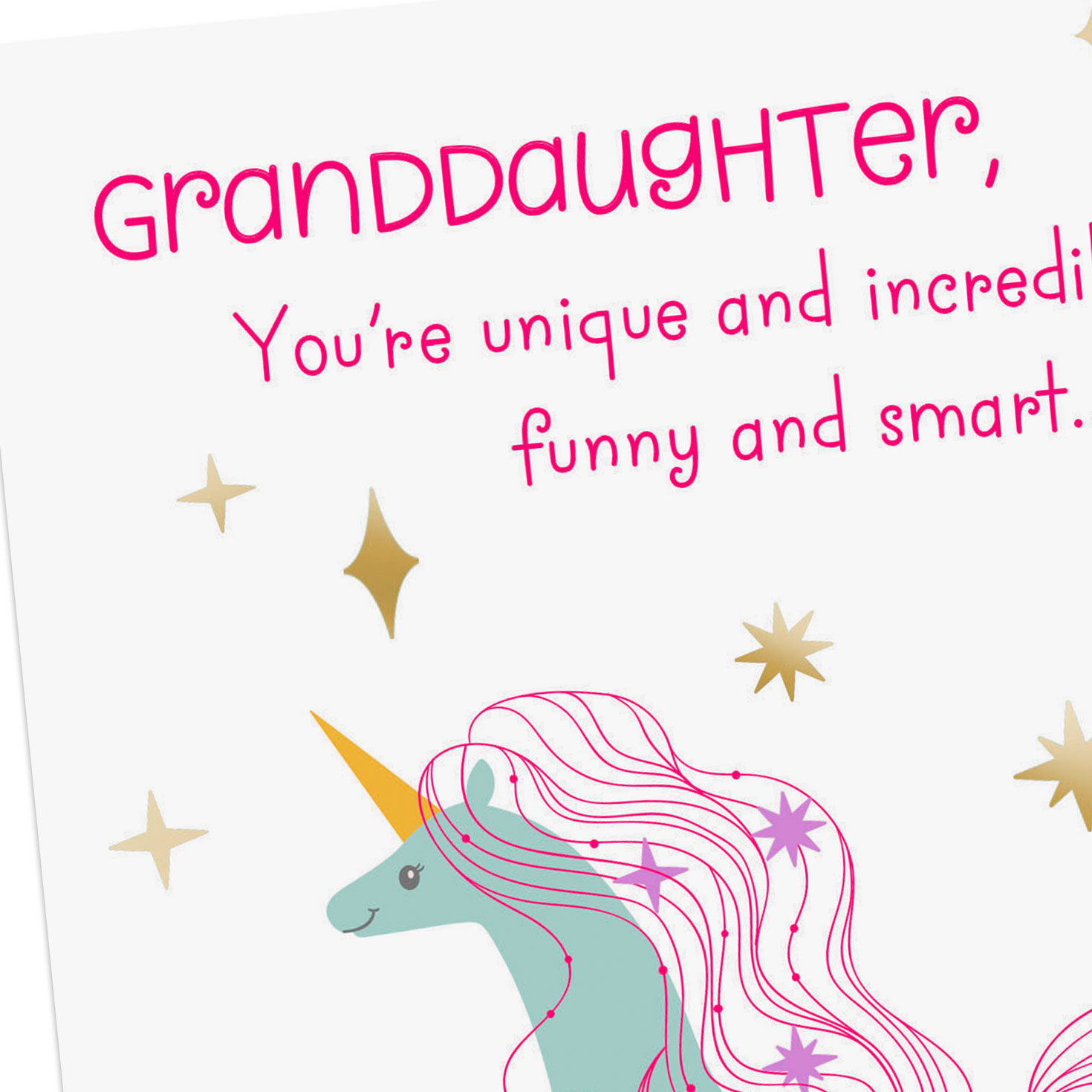 Unicorn and Stars Birthday Card for Granddaughter Card Cover Detail image number 4
