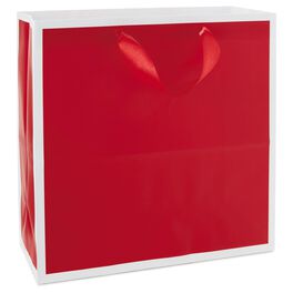 Scarlet Red Large Square Gift Bag, 10.5", Scarlet Red Large Square Gift Bag, 10.5", , large