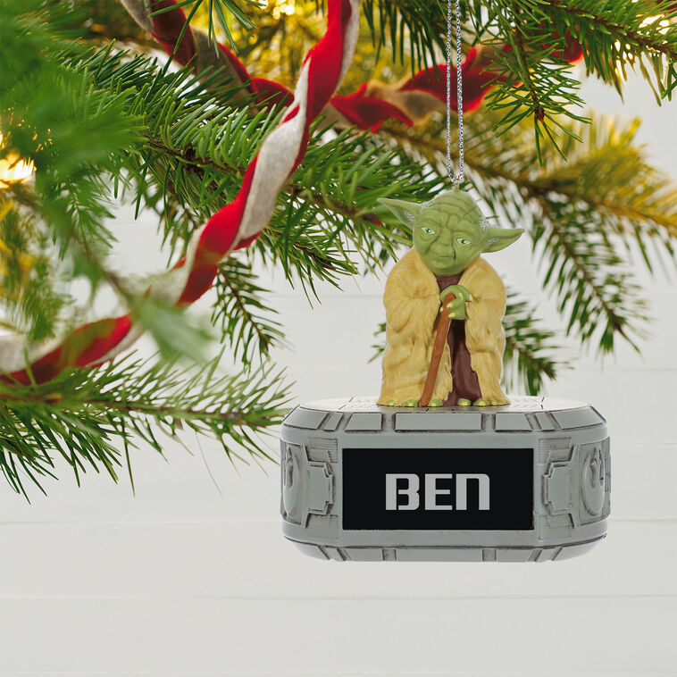 Star Wars Yoda Personalized Ornament hanging on tree image number 2