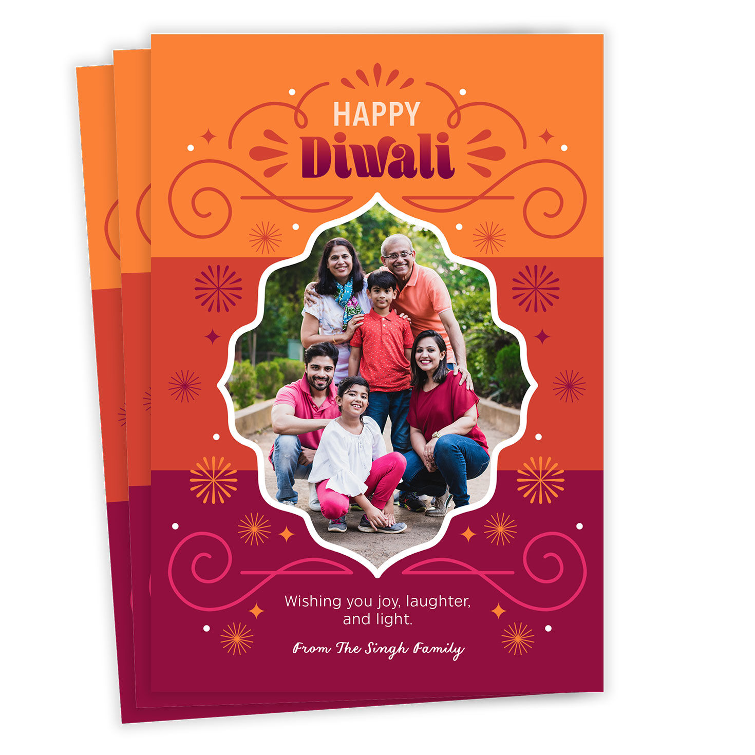Swirls of Joy Flat Diwali Photo Card