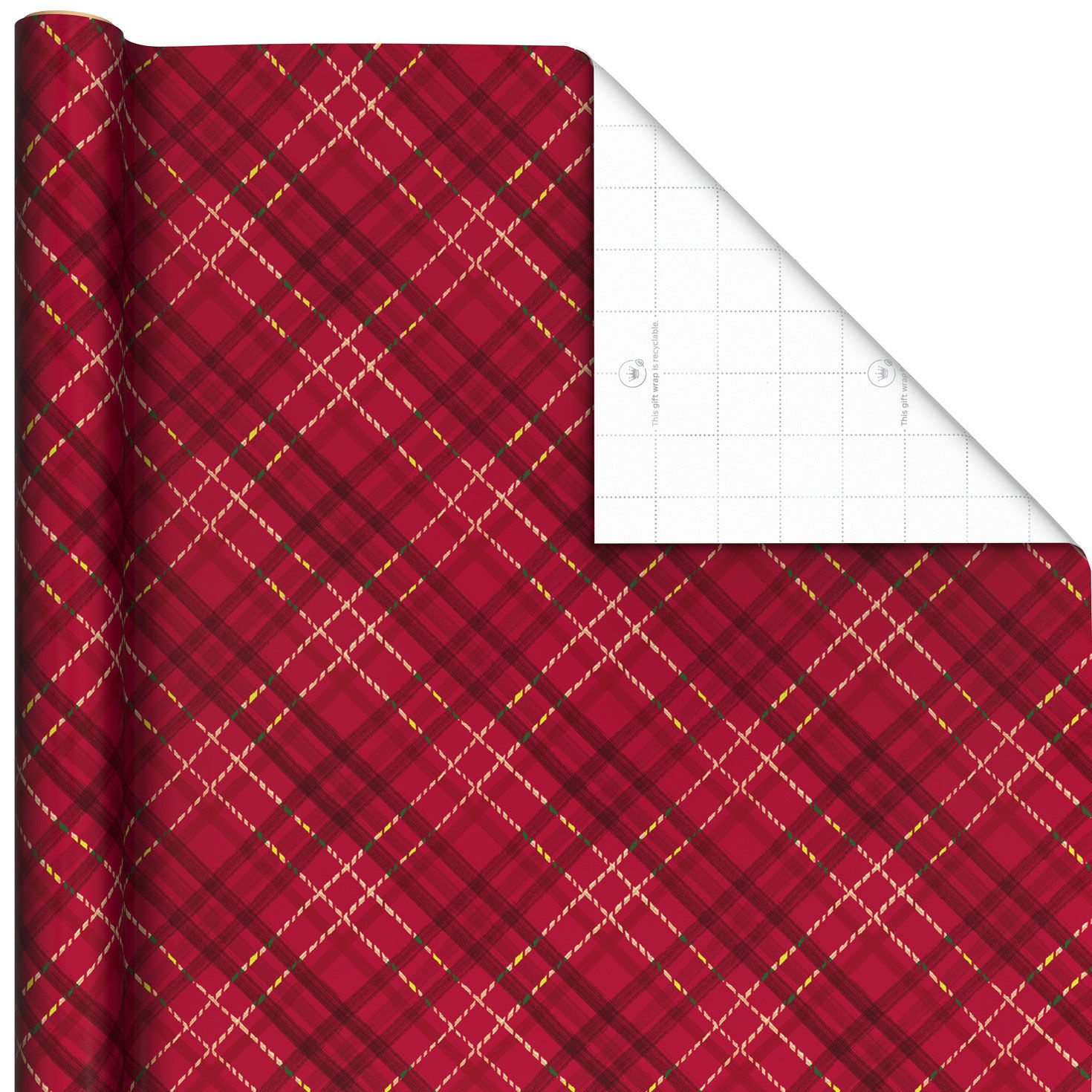 Santa Faces and Red Plaid Gift Wrap Rolls Wrap Square image number 4